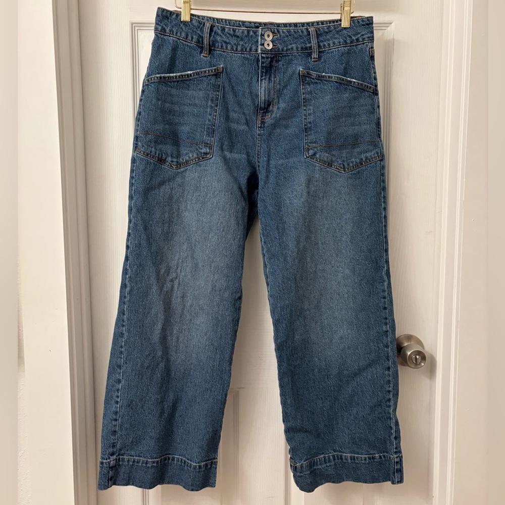 Sanctuary Marine Wide Leg Blue Denim Jeans Cropped Women’s size 32